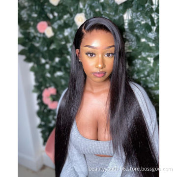Beauty Youth hair bone straight human virgin peruvian hair bundle straight bone straight human hair lace wig